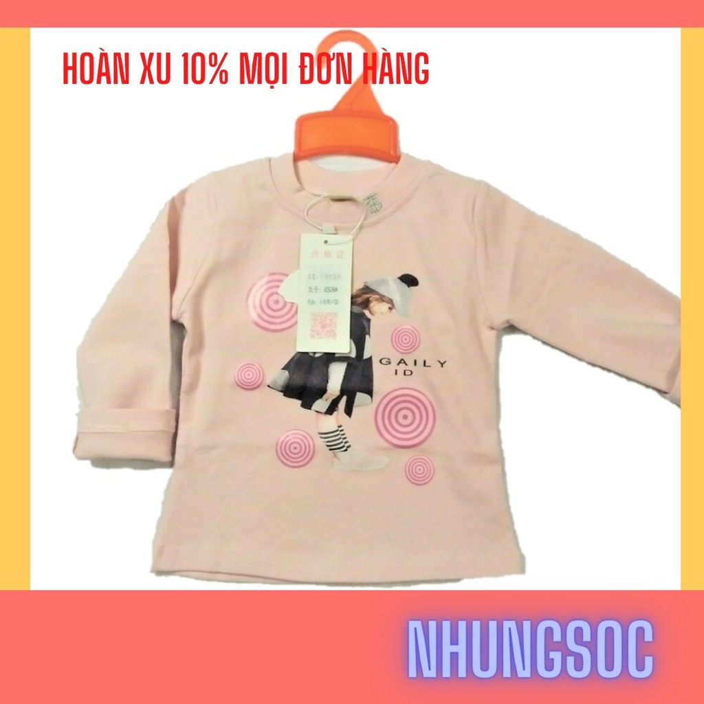 ❌9-19kg❌ Áo nỉ quảng châu họa tiết cô gái màu hồng đỗ cho bé gái