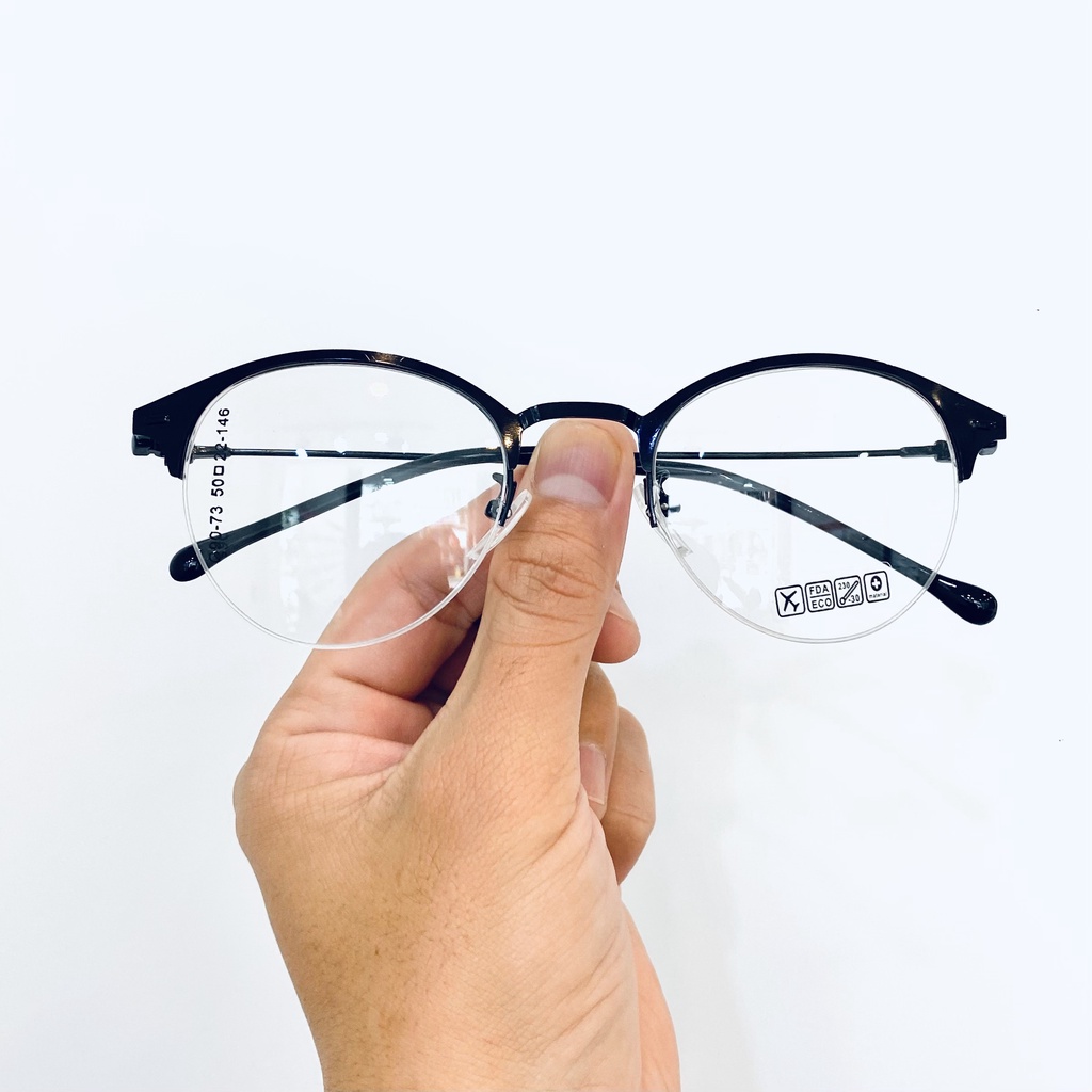 Gọng kính cận tròn gọng kính kim loại, kính nửa gọng browline G90-73