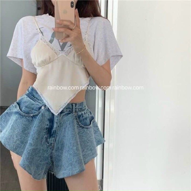 Quần jeans đùi loe kiểu nữ có 3 Size S M L