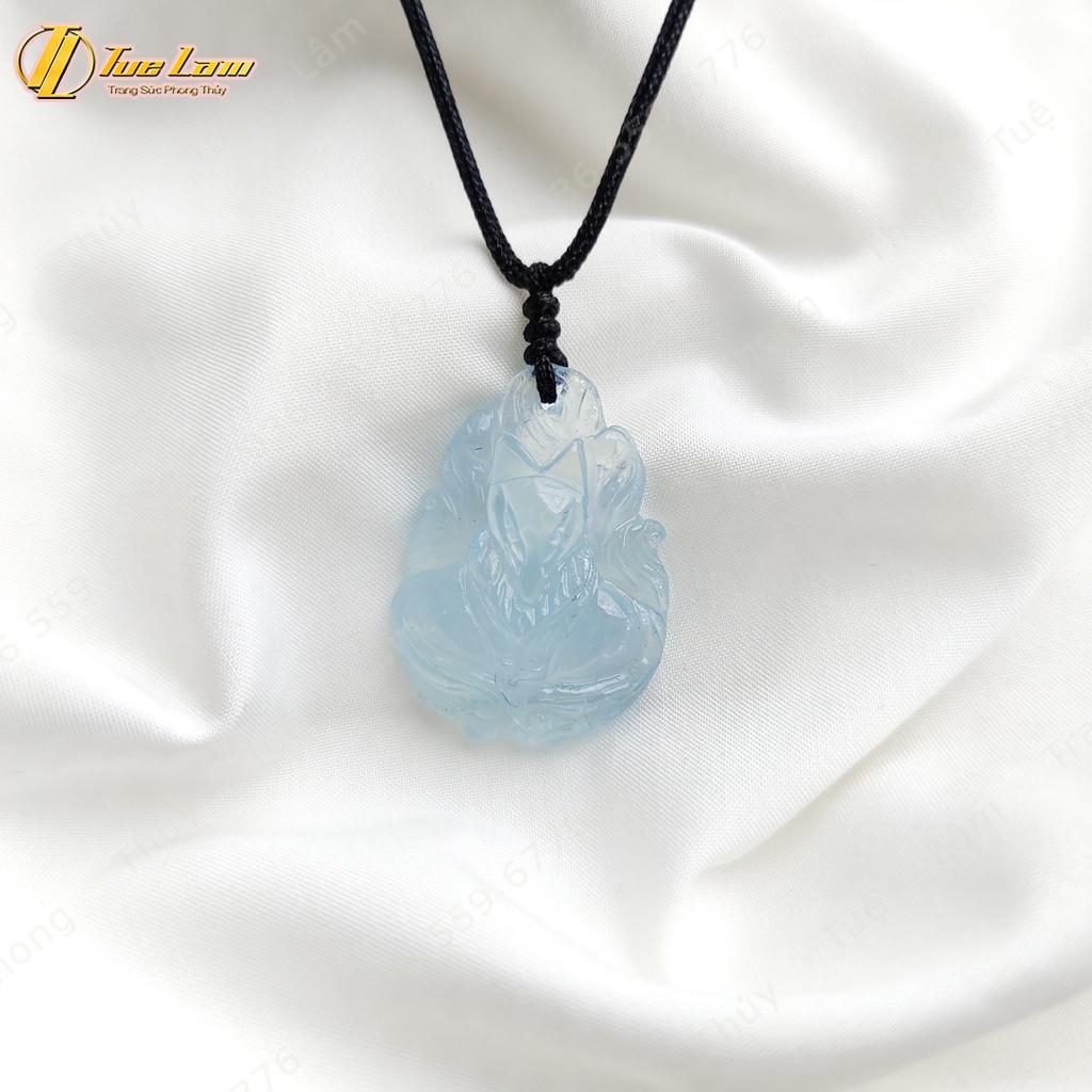 Dây chuyền nữ mặt hồ ly chúa aqua màu xanh dương phụ trợ tình duyên, mang lại bình an may mắn - Tuệ Lâm