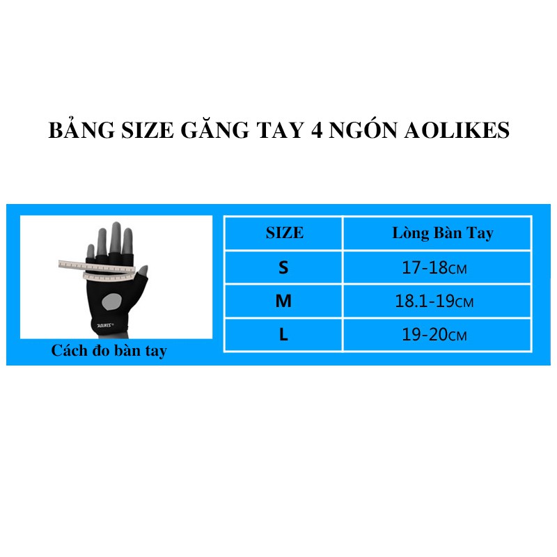 Găng Tay Thể Thao Tập Gym Nửa Bàn Chính Hãng Aolikes MG13