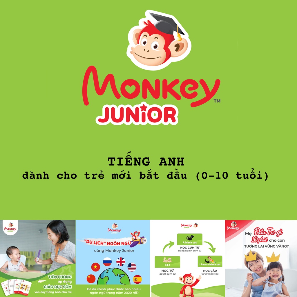 Toàn quốc [E-voucher] Gói 12 tháng Monkey Junior, Monkey Stories, Monkey Math, VMonkey và trọn gói 4 App