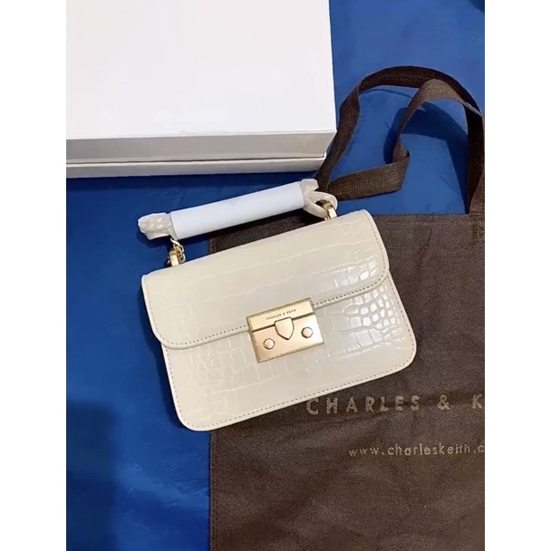 Túi Cê ka da rắn khoá gài size 19 hàng QC cao cấp