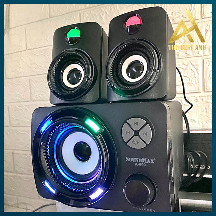 Loa Máy Vi Tính PC Laptop Đèn LED Có Bluetooth Chính Hãng 2.1 SOUNDMAX A-600 Loa Nghe Nhạc Để Bàn Công Suất Lớn Có Dây