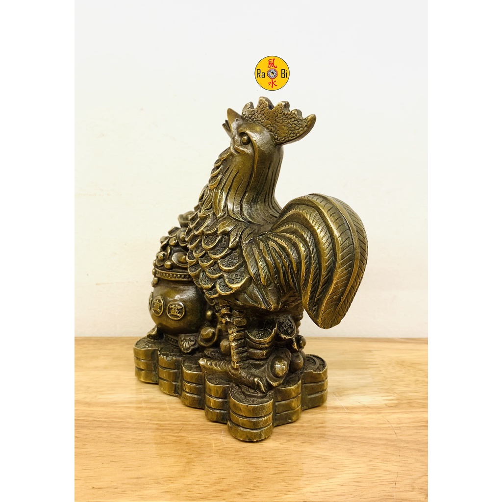 Gà mình Vàng Tụ Bảo - Dậu Đắc Lộc - Tượng Đồng Phong Thủy 12 Con Giáp