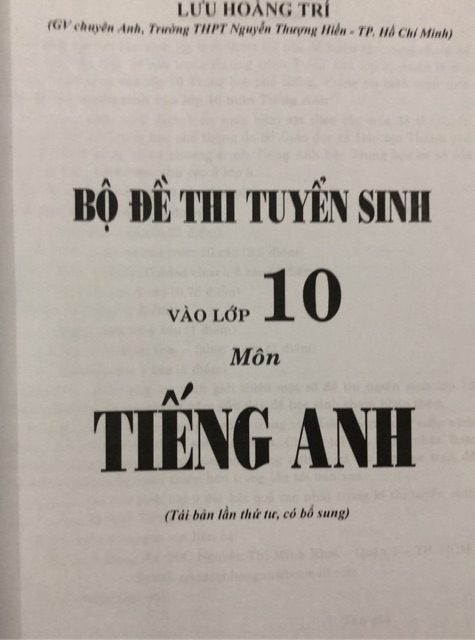 Sách - Bộ đề thi tuyển sinh vào lớp 10 Môn Tiếng Anh