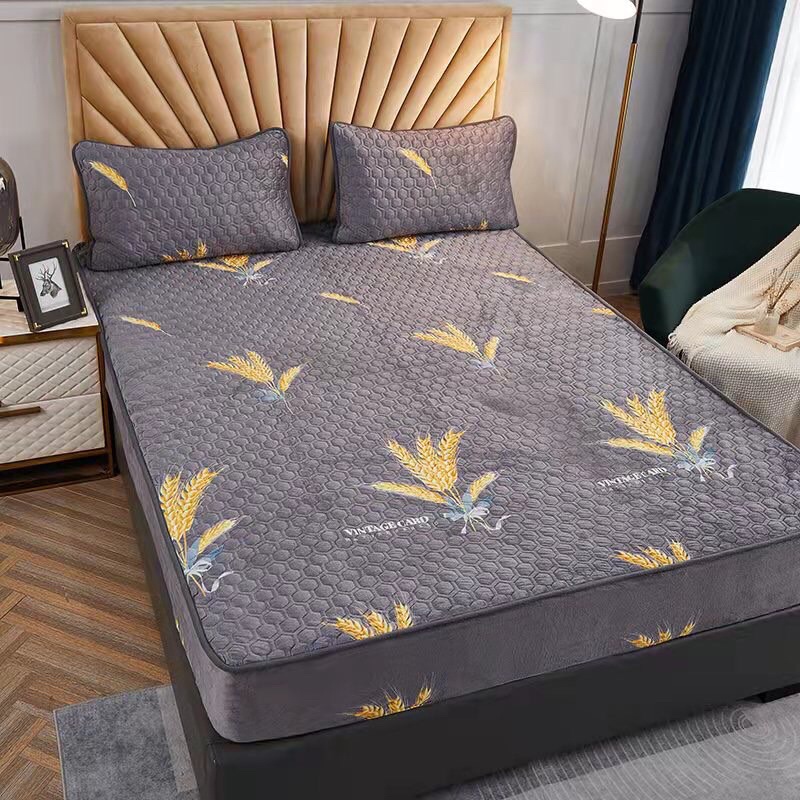 SÉT GA GỐI NỈ NHUNG TUYẾT SỮA TRẦN TRÁM HÀNG DÀY LOẠI 1