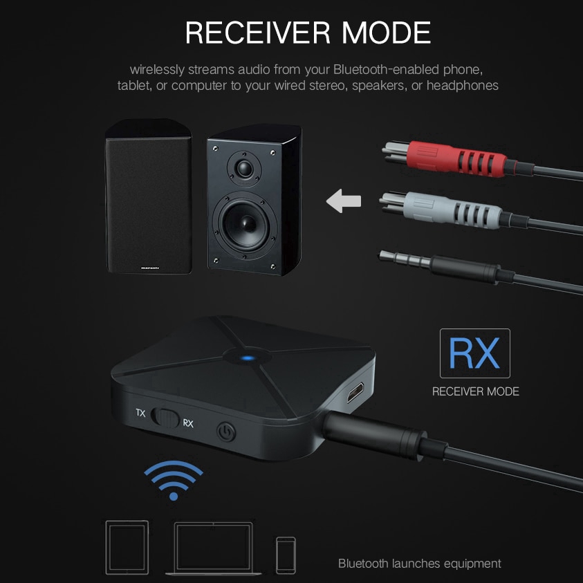 1PC 2 IN 1 Wireless Bluetooth 4.2 Receiver and Transmitter Audio Adapter