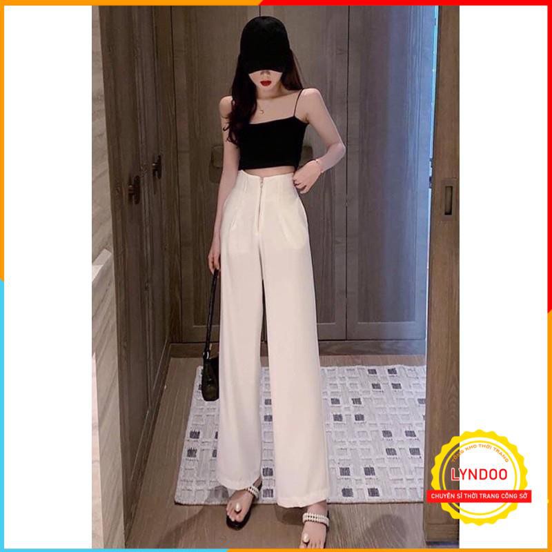 Quần baggy nữ ống rộng cạp liền 💖 𝑭𝑹𝑬𝑬𝑺𝑯𝑰𝑷 💖 Quần baggy ống rộng suông khóa trước hack dáng cực đẹp | BigBuy360 - bigbuy360.vn