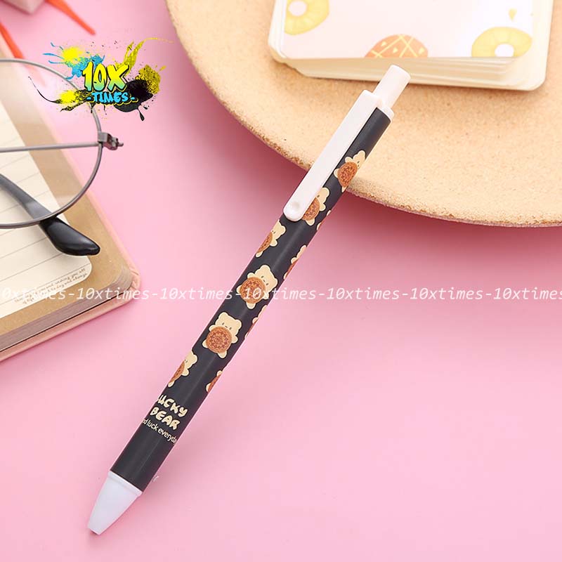 Bút gel bấm dễ thương gấu vintage xinh xắn ngòi 0,5 mm mực đen dùng dể viết bài, trang trí, quà tặng sinh nhật bạn gái
