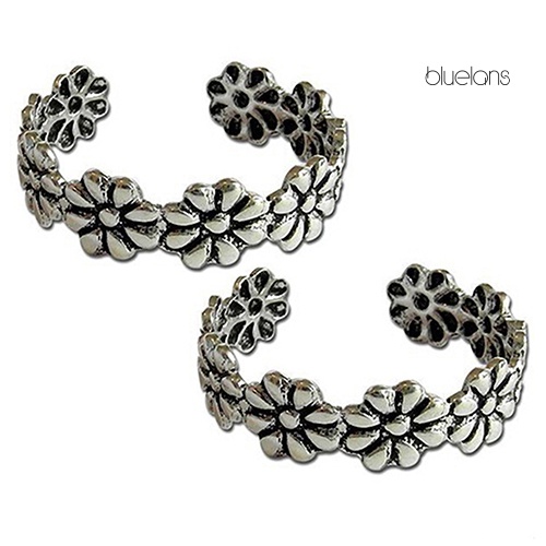 Set 2 Nhẫn Ngón Chân Mạ Bạc Phong Cách Vintage Thời Trang Cho Nữ