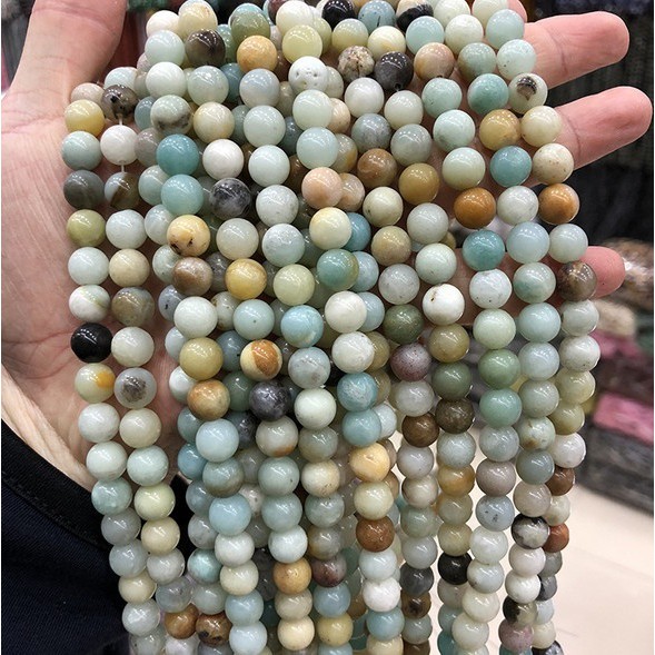 Chuỗi hạt đá tròn tự nhiên nhiều màu 1 dây 4/ 6/ 8/ 10/ 12mm dùng làm trang sức độc đáo