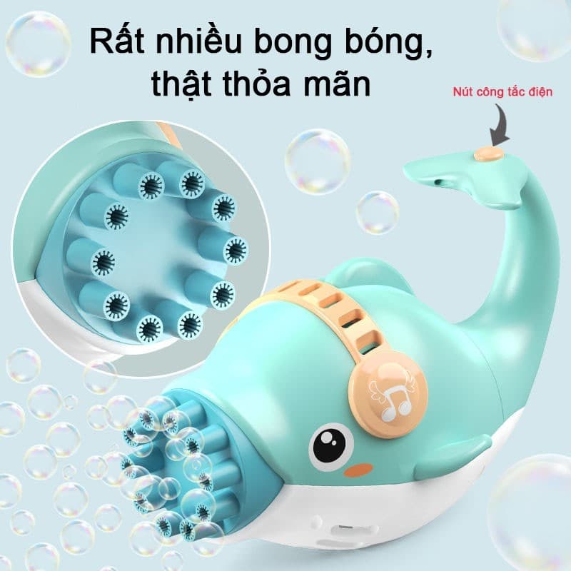 Súng Bắn Bong Bóng Cá Heo 10 Nòng Siêu Mạnh Kèm Xà Phòng Cho Bé Đồ Chơi Ngoài Trời Cho Bé - BỐ KHỦNG LONG