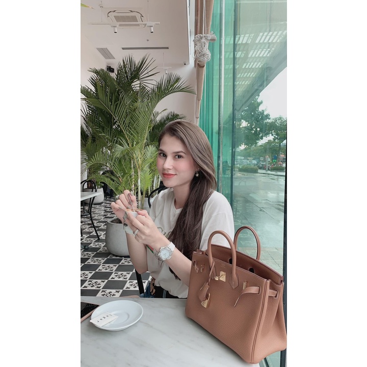 Túi xách Her.mer bikin vipp size 25cm  da bò Màu Nâu