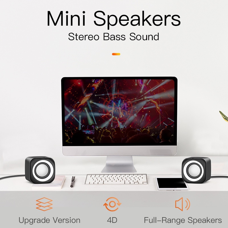 Loa Vi Tính Mini Âm Thanh Siêu Trầm Loa Vi Tính Để Bàn Giao diện USB + AUX màng kép Loa Máy Tính để bàn Tương ThíchCho máy Tính/Laptop/Điện Thoại