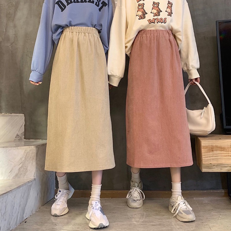 [LININ] Chân Váy Nhung Chữ a Lưng Cao Ôm Dáng Phong Cách Preppy Nhật Bản Ngọt Ngào Mùa Thu Đông
