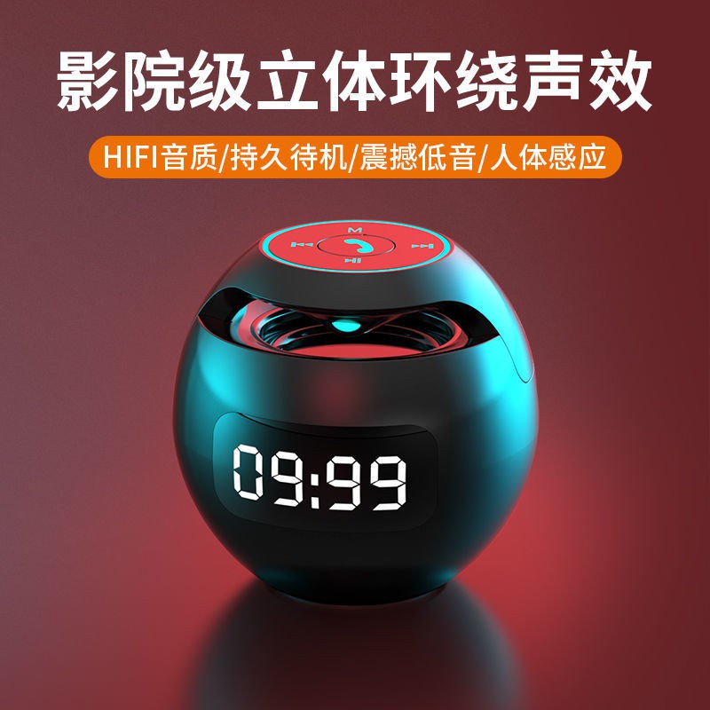 Loa Bluetooth Không Dây Thông Minh Âm Siêu Trầm Kiêm Đồng Hồ Báo Thức Đa Năng Chất Lượng Cao