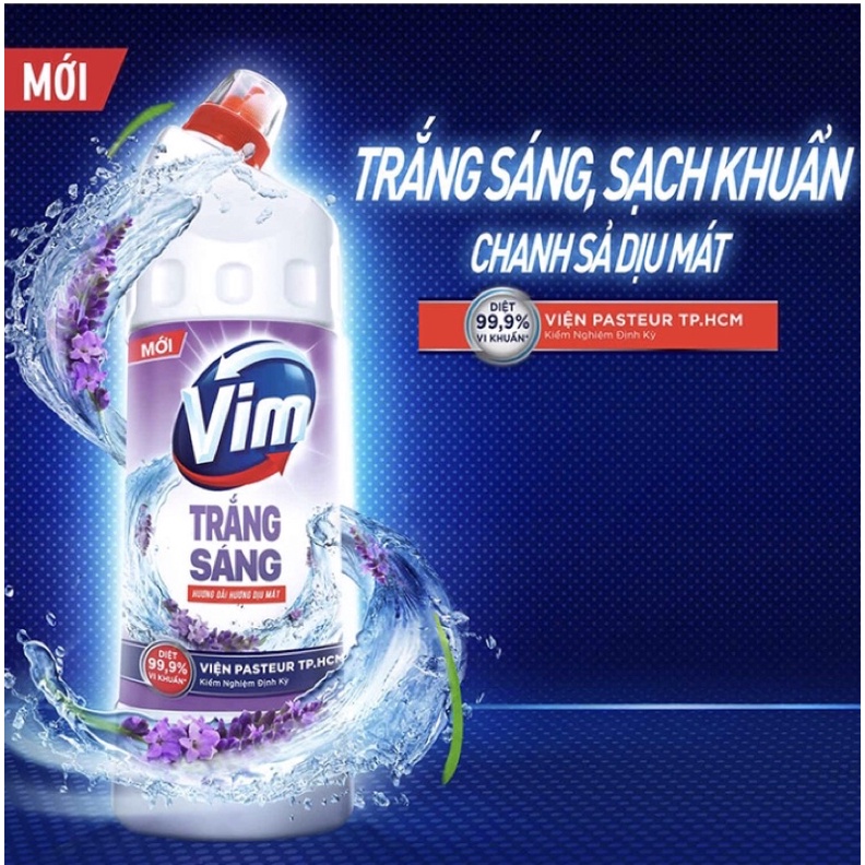 [VIM] Combo Vim diệt khuẩn trắng sáng hương Oải Hương 880ml+Viên treo bồn cầu Hương Chanh 55g