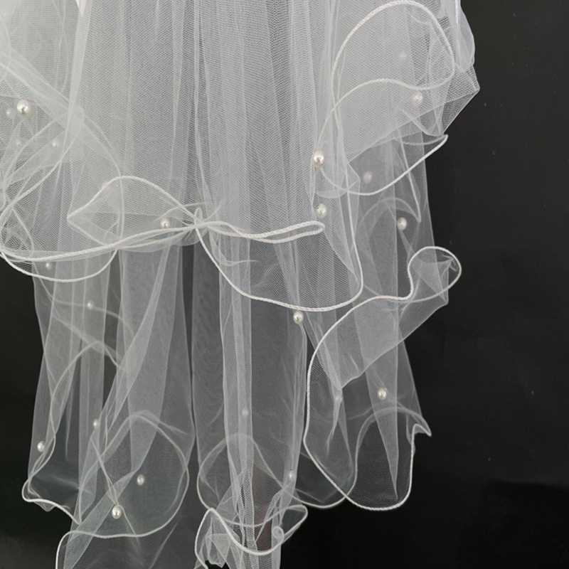 Mạng Che Mặt 2 Tầng Bằng Vải Tuyn Đơn Giản Cho Cô Dâu