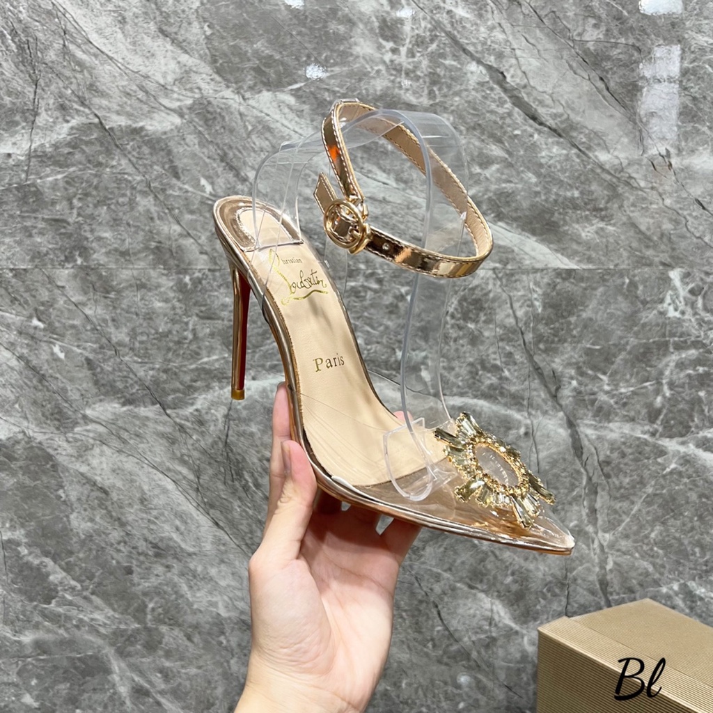 Sandal mũi nhọn ánh kim đính kim sa long lanh siêu xinh Hàng fullbox bill túi giấy