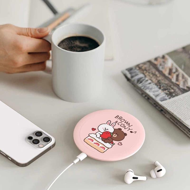 Sạc dự phòng không dây siêu xinh mẫu Gấu Thỏ Brown Cony chính hãng LINE