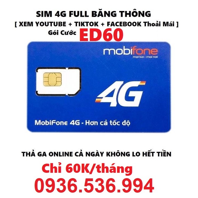 Sim 4G Mobifone ED60 - Sim vào mạng một tỷ G siêu rẻ - 60k 1 tháng không giới hạn dung lượng dùng toàn quốc_ED60 0đ
