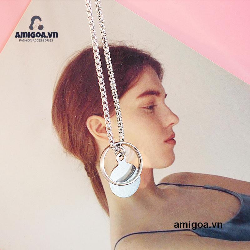 ✨✨Vòng cổ Thép Titan Mặt Nhẫn Phong Cách Punk Đường Phố Cho Nam Và Nữ