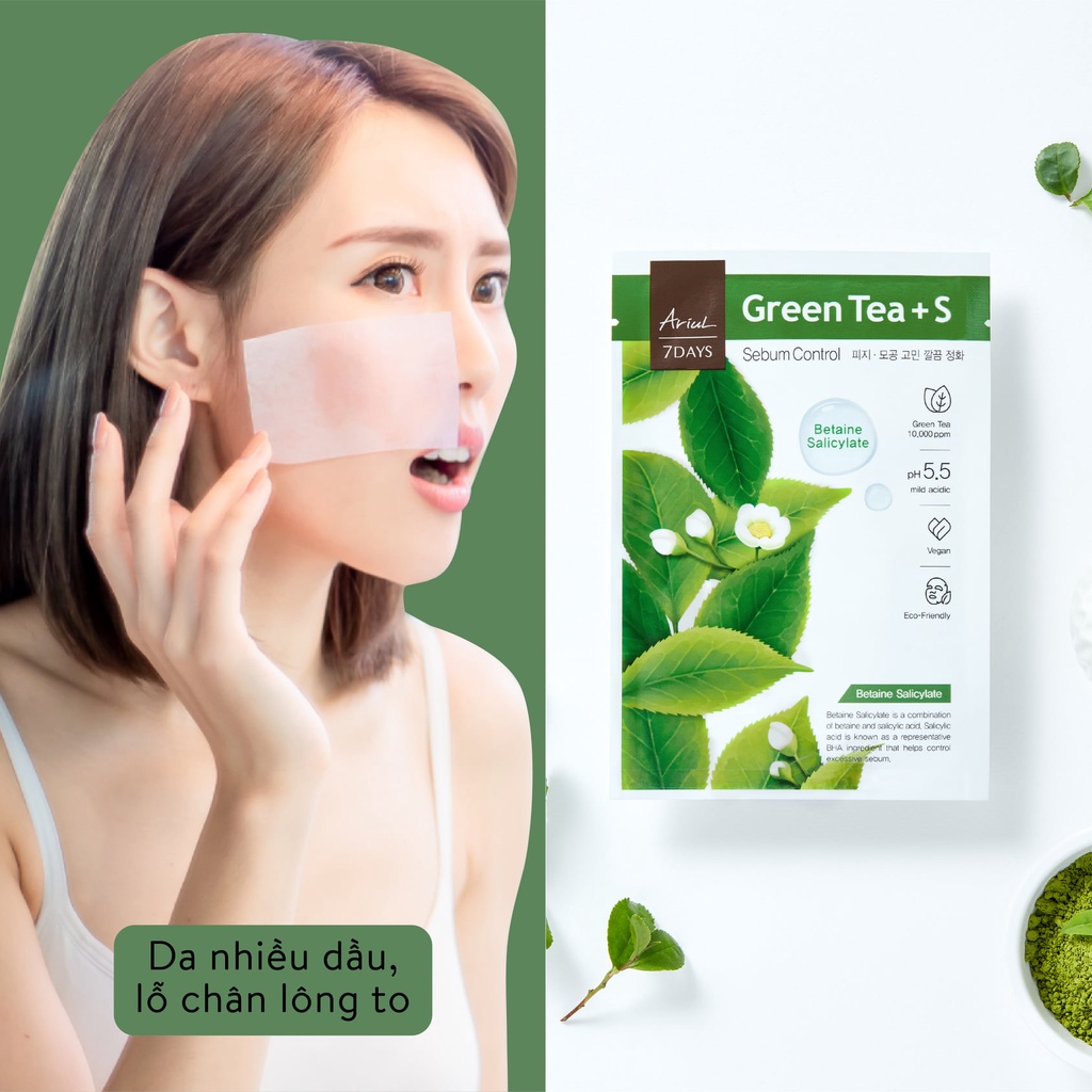 [HSD T4/2024] Mặt nạ ARIUL 7 Days Trà Xanh Green Tea + Betaine Salicylate 23ml