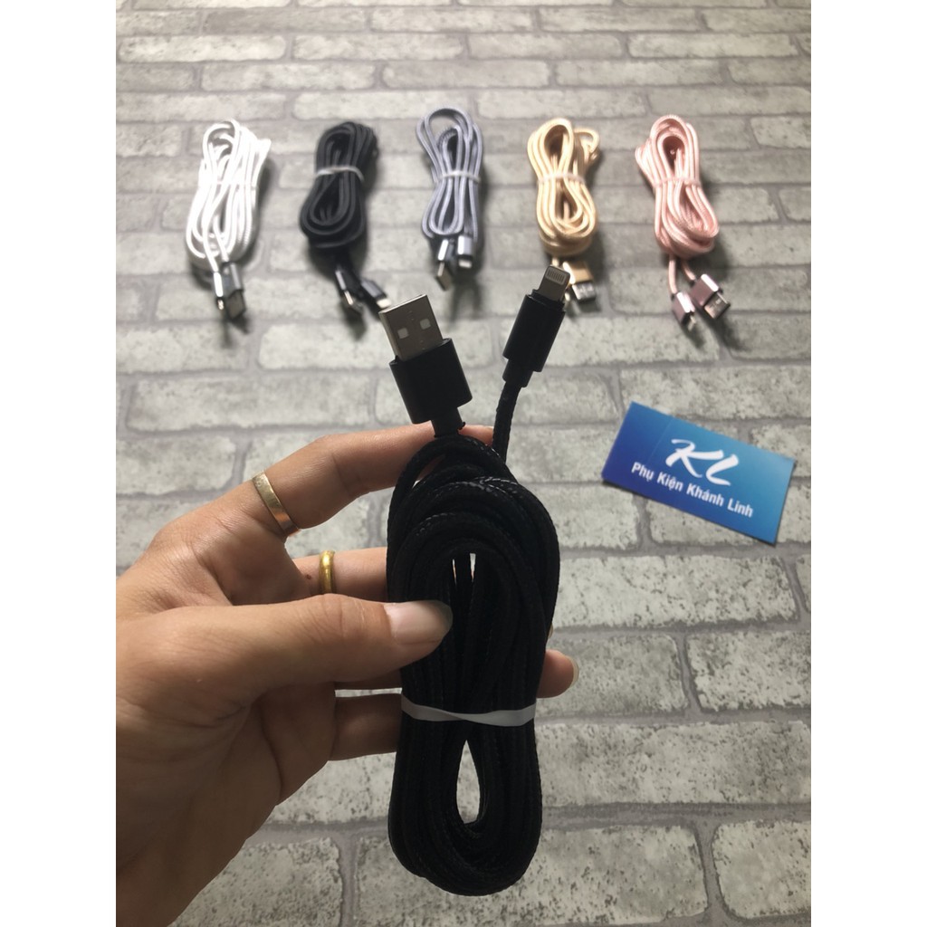 [Giá Hủy Diệt] Cáp Dù 3 mét chống rối, chống đứt cho iphone, samsung