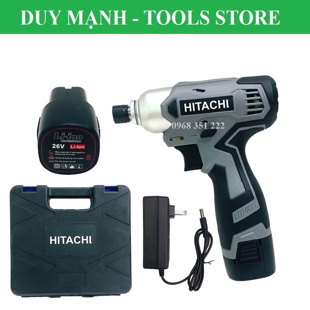 Máy Bắn Vít Chuyên Dụng HITACHI Pin 4 cell 26v Có Búa