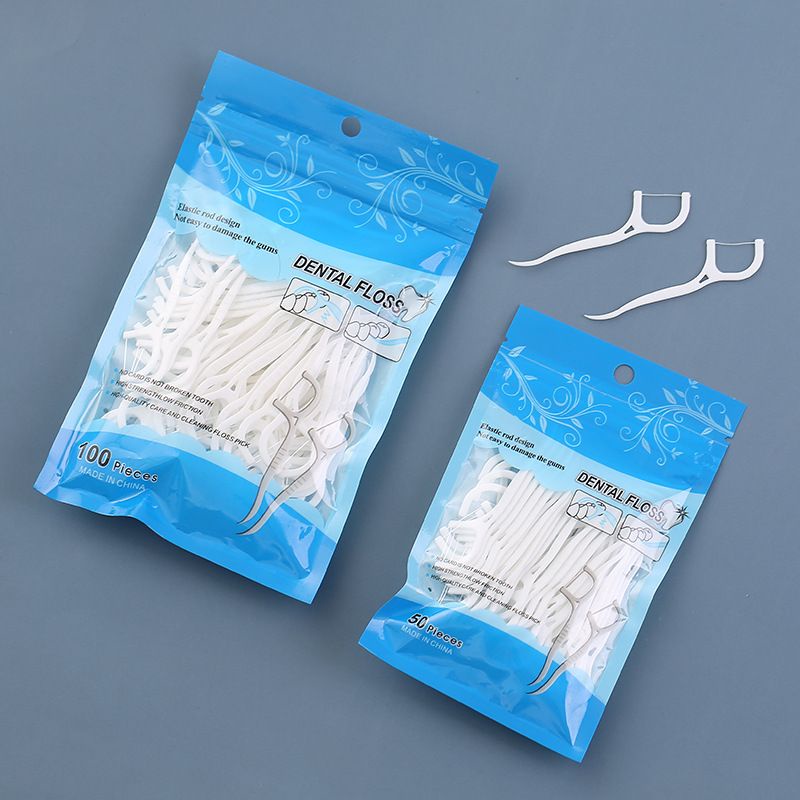 Hộp 50 Chiếc Tăm Chỉ Nha Khoa FLOSS PICKS Tiệt Trùng Sợi Chỉ Mảnh Giadung_10k