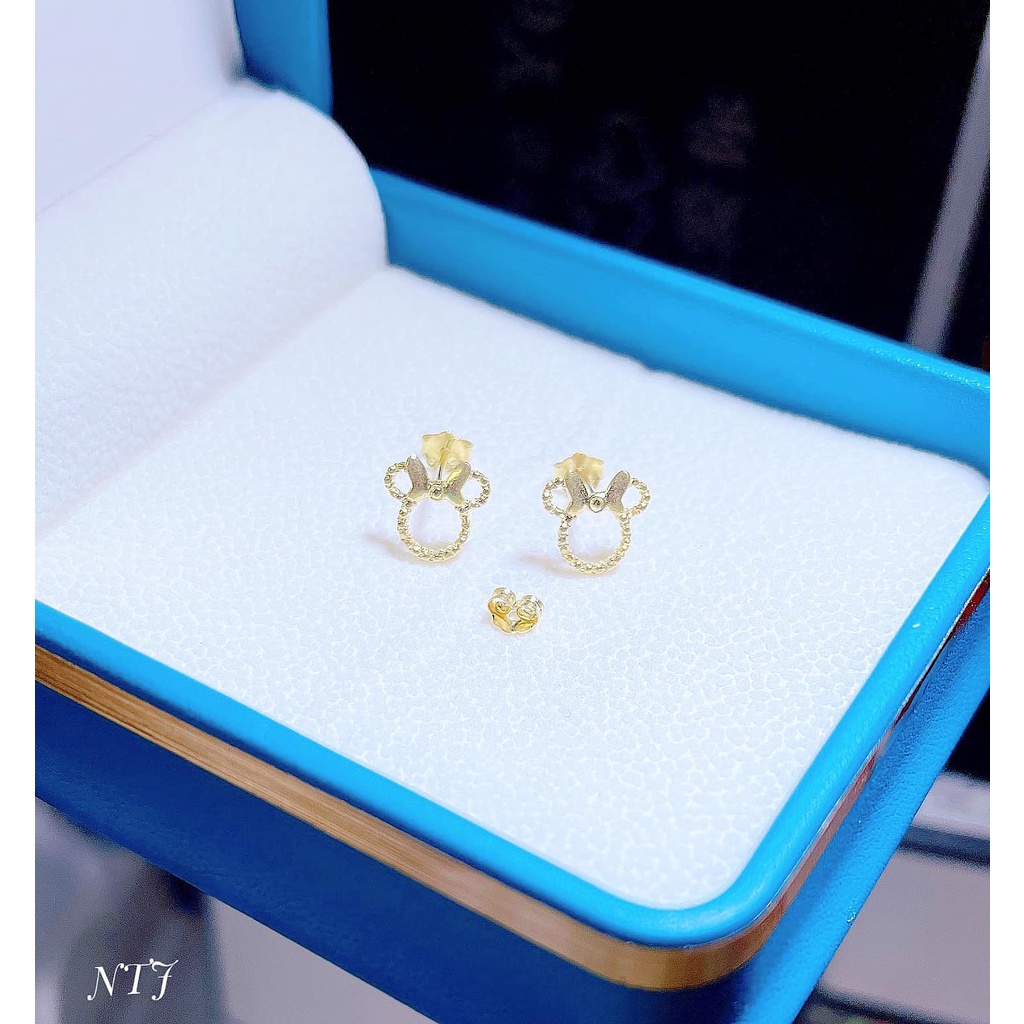 BÔNG TAI NỤ GẤU BẠC XI VÀNG DỄ THƯƠNG