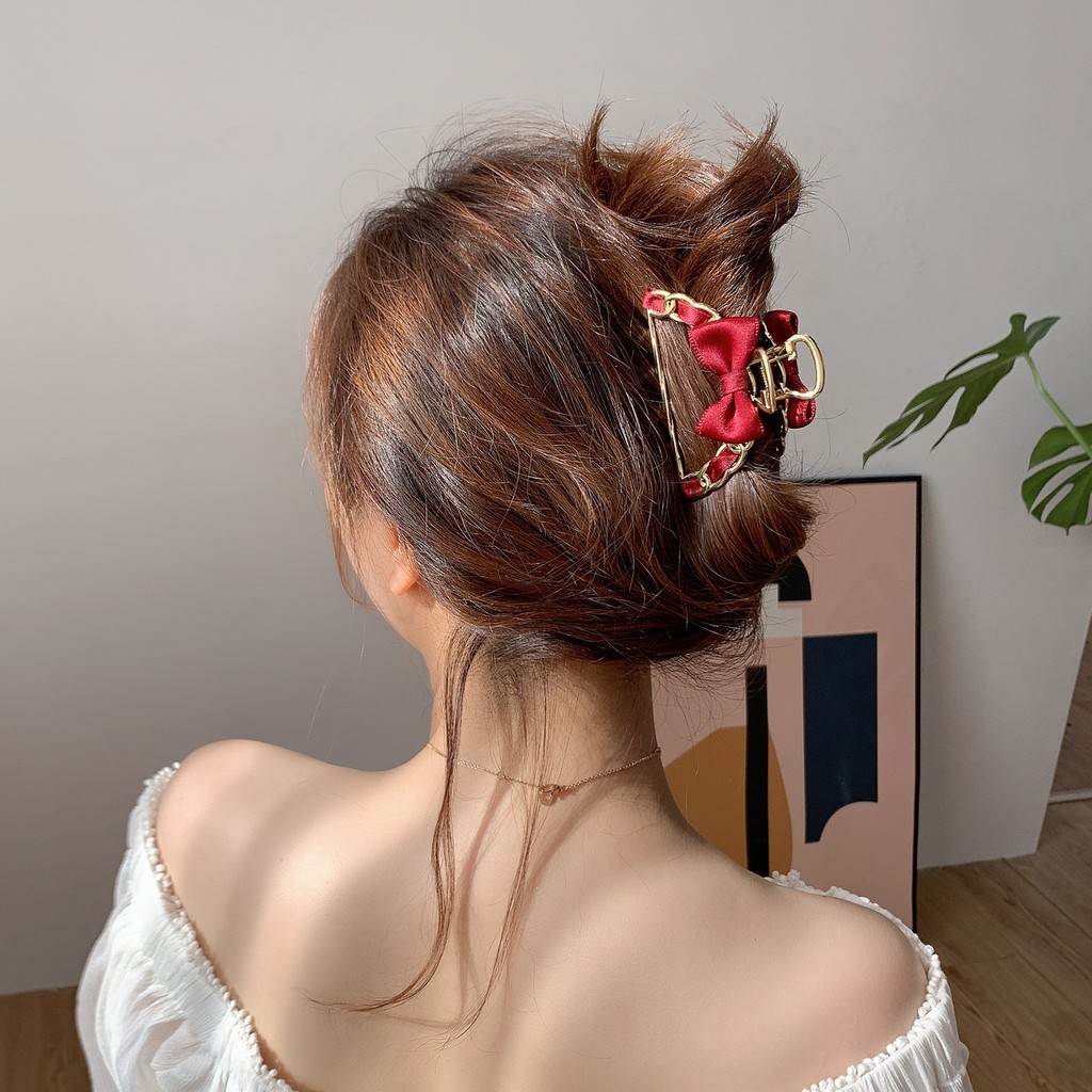 Kẹp Tóc Hình Nơ Lớn Phong Cách Hàn Quốc Mới Cho Nữ