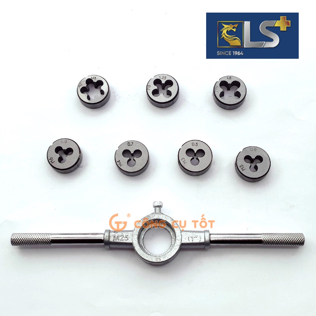 Bộ bàn ren 8 chi tiết taro ren ngoài M3-M12 LS+ LS700301