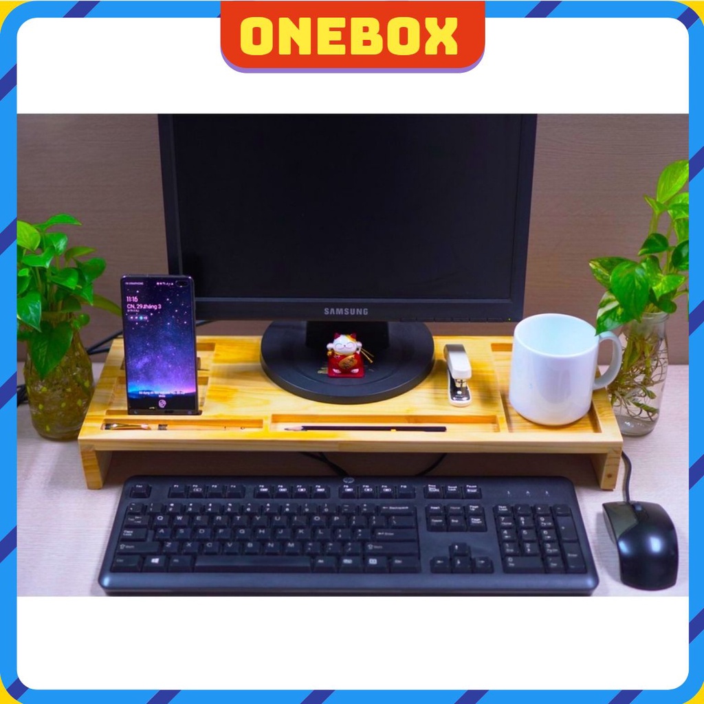 Giá Đỡ Màn Hình Máy Tính PC Gỗ Tự Nhiên Cho Văn Phòng, Công Ty Để Bàn Cao Cấp Đa Năng, Kệ Kê Đỡ Màn Hình Tivi