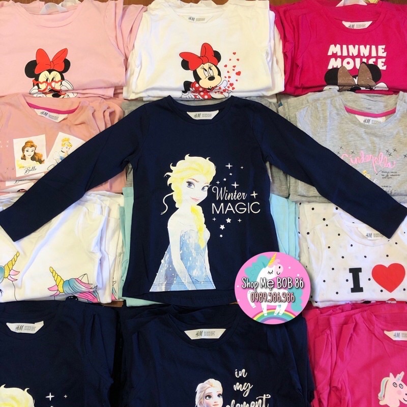 Áo dài tay H&amp;M bé gái Elsa, Micky, Pony