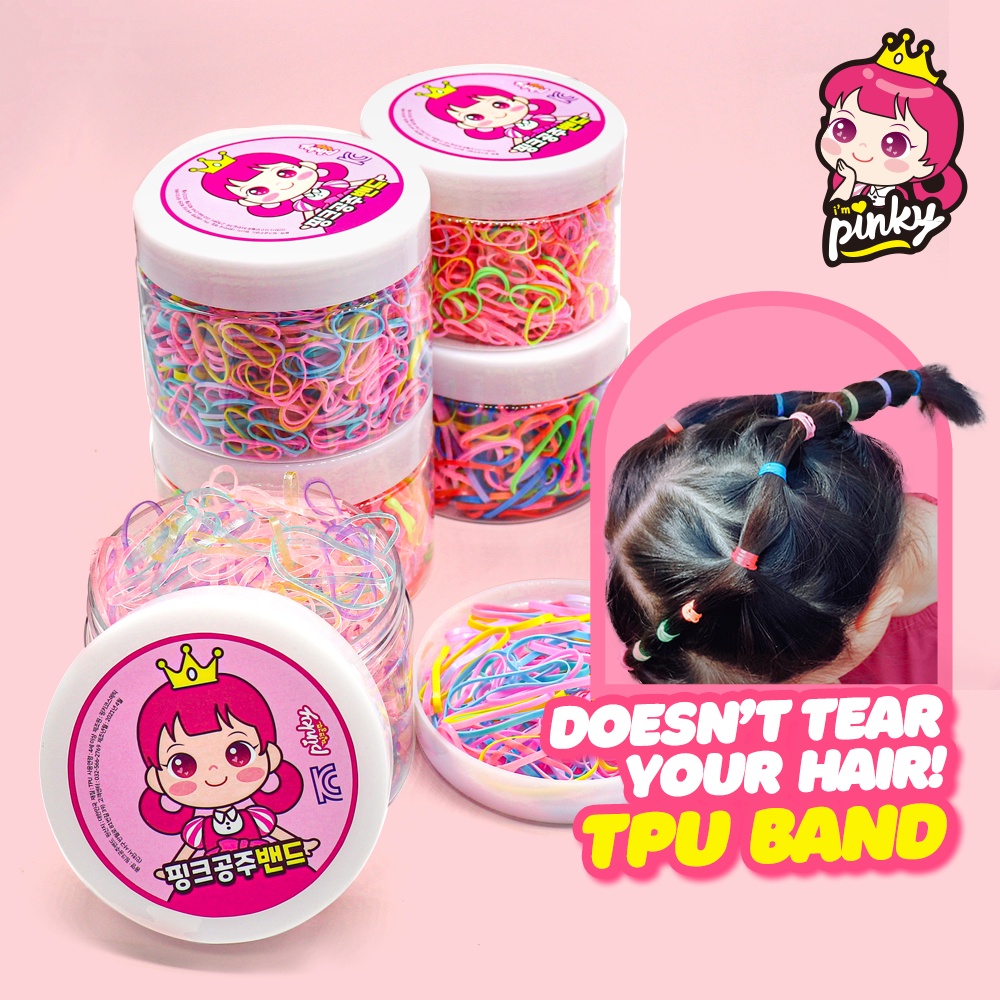 Dây thun buộc tóc I'm Pinky nhiều màu có hộp đựng tiện dụng cho trẻ em
