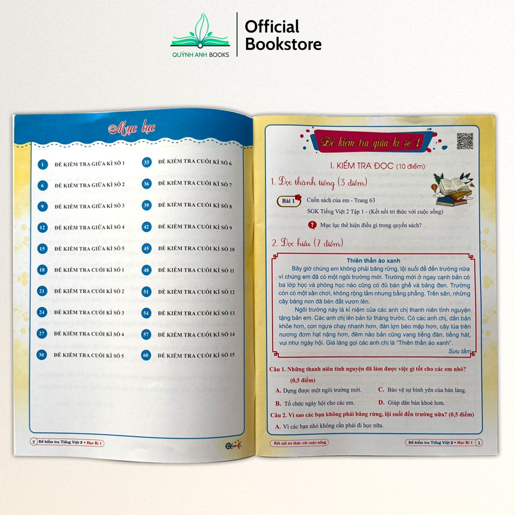 Sách - Combo Đề kiểm tra toán và tiếng việt lớp 2 học kỳ 1  - NPH Qbooks