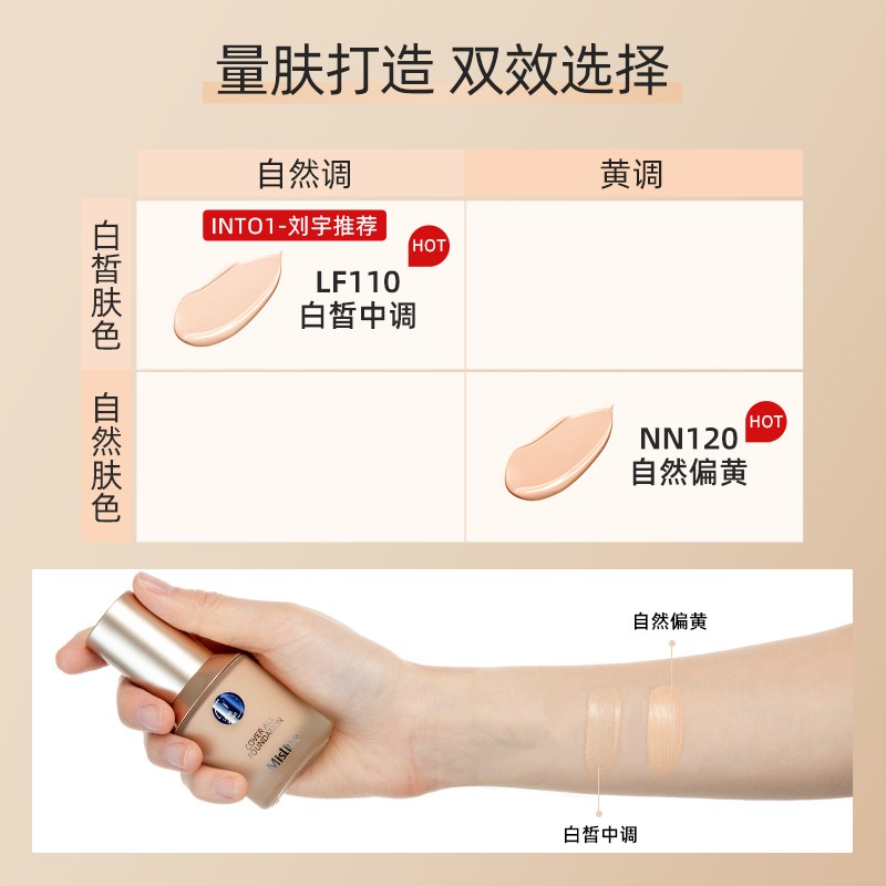 ⊕☎❏Thái Lan Mistine Small Blue Shield Liquid Foundation Skin Dry Concealed Flaws Lasting Oil Control BB Cream Officia