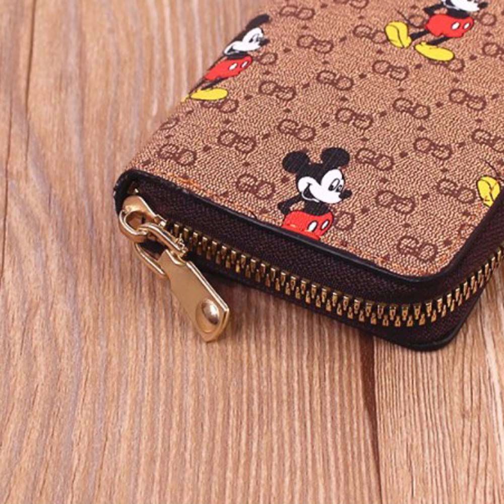 Aaron1 Ví Da Pu Ngắn Đựng Thẻ Đa Năng Họa Tiết Chuột Mickey Nhiều Màu Sắc Phong Cách Vintage Cho Nam Và Nữ