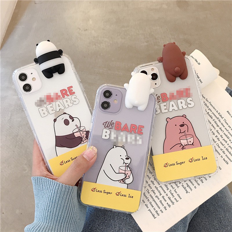 ốp lưng iphone viền trong gắn gấu leo dành cho ốp iphone 12 promax 6 7 8 13 13pro 13promax plus max xsmax xr11 11promax