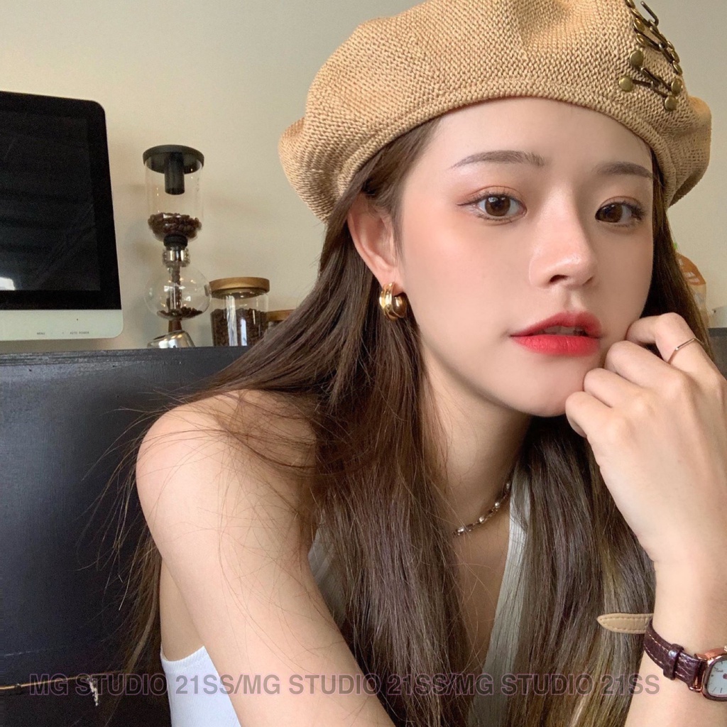 Mũ beret MG STUDIO sợi cotton thời trang mùa hè 3 màu