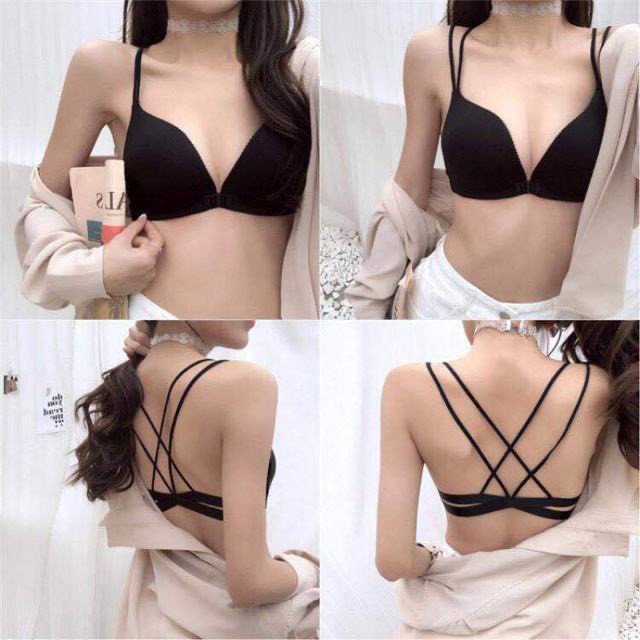 Áo Lót Nữ Nâng Ngực - Áo Ngực Nữ 2 dây đan chéo lưng móc cài trước tôn vòng một gợi cảm mẫu 6184