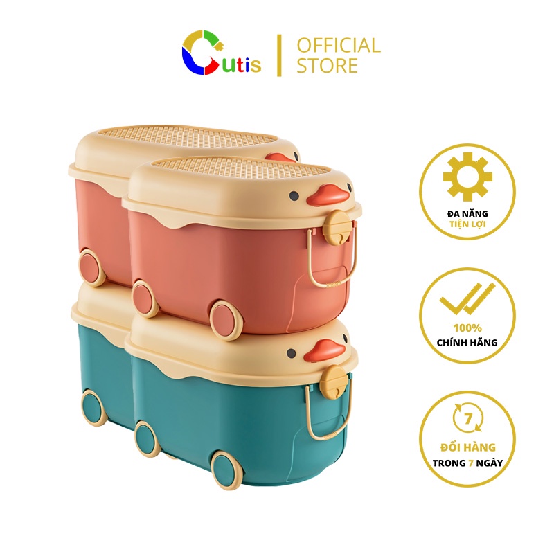 Hộp đựng đồ đa năng Cutis, hộp đựng đồ chơi cho bé hình chú vịt, mặt bàn chơi lego tiện lợi