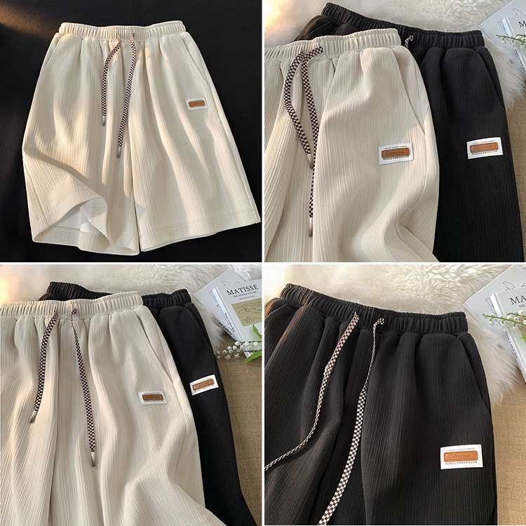 Quần Short Lưng Cao Ống Rộng Dây Rút Màu Sắc Trơn Dành Cho Nữ