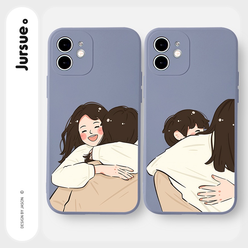 Ốp lưng JURSUE mềm hình cặp đôi dễ thương đẹp nam nữ Cho iPhone 14 13 12 11 Pro Max SE 2020 X XR XS 8 7 ip 6S 6 Plus Y2411