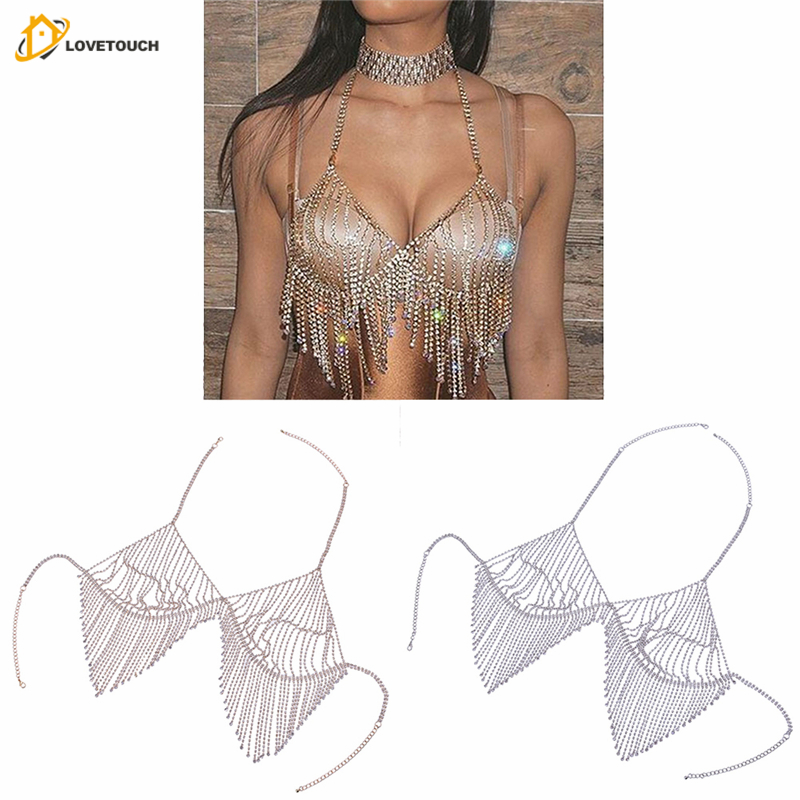 Bikini Mắt Xích Kim Loại Đính Đá Pha Lê Tua Rua