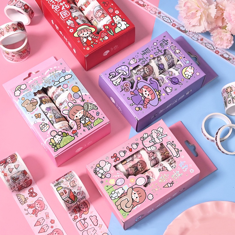 Set 10 Cuộn Băng Keo Dán Trang Trí Sổ Tay diy Hình Cô Gái Dễ Thương