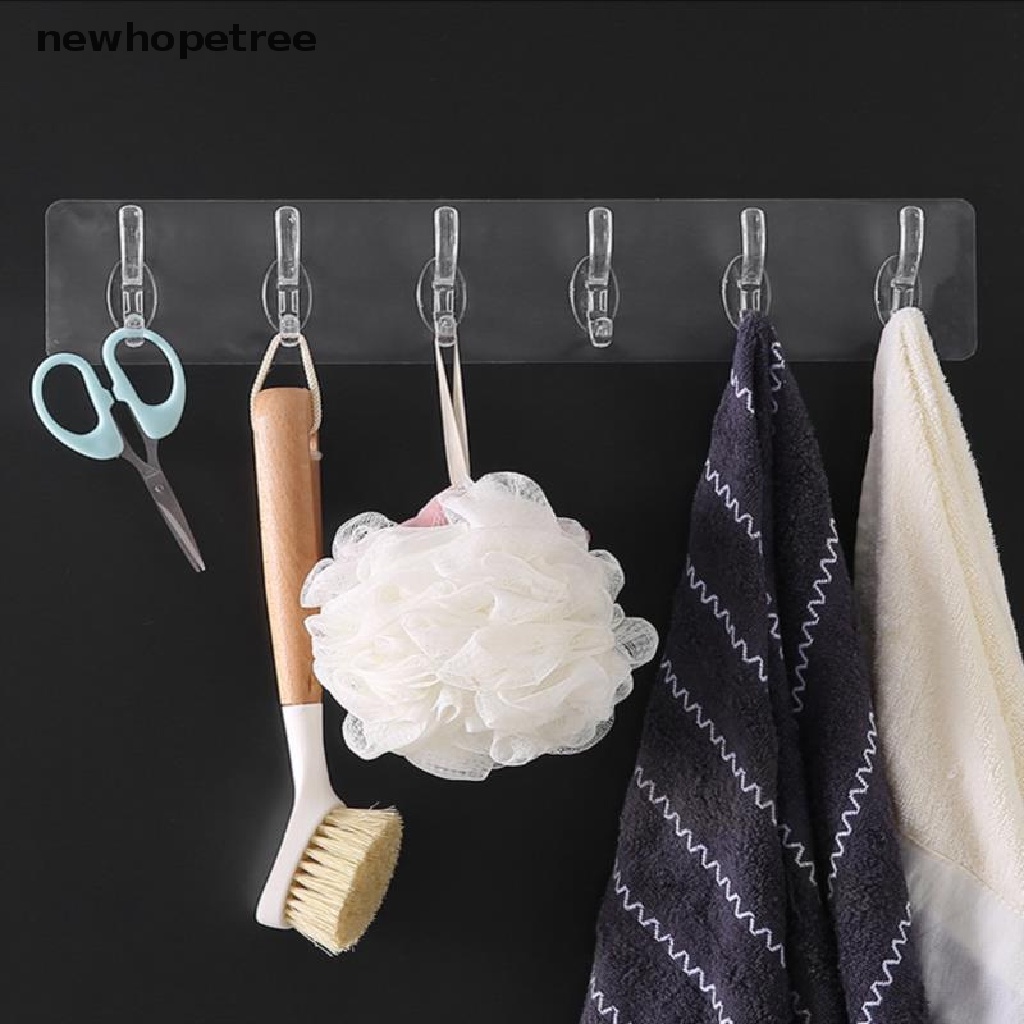 Móc Treo Đồ Dán Tường Bằng Nhựa Trong Suốt Không Cần Đóng Đinh Tiện Dụng