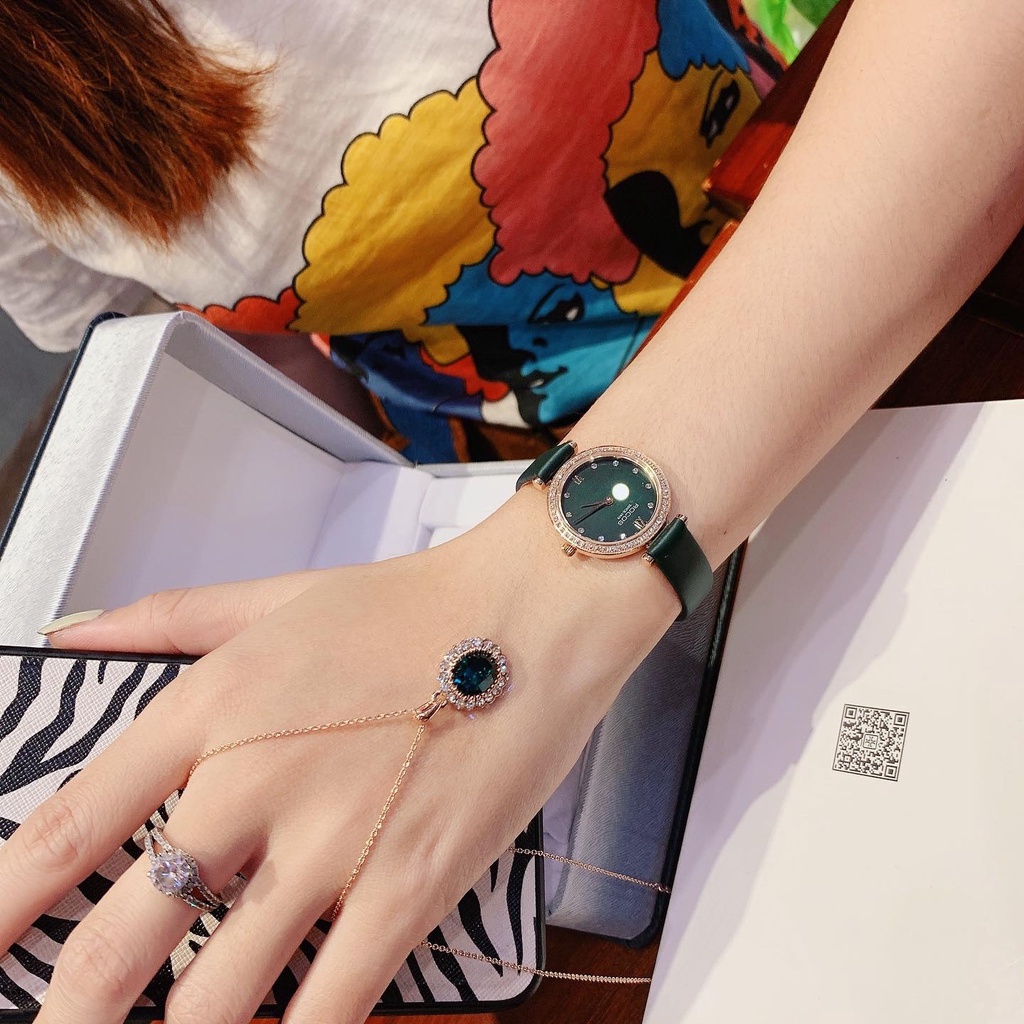 Đồng Hồ Nữ Rocos xanh rêu xinh xắn